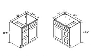 Vanity Sink Base Cabinet - 1 Door, 3 Drawer (on side)