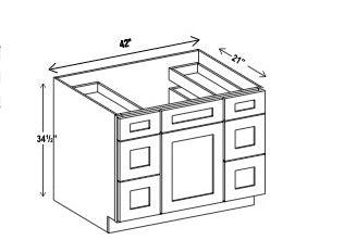 Vanity Sink Base Cabinet - 1 Door, 6 Drawer
